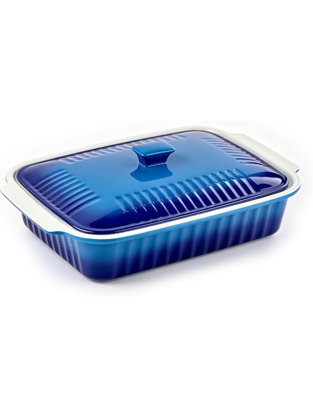 Large 5.5 Quart Ceramic Baking Dish with Lid, 13.5x9 Lasagna Pan, Microwave